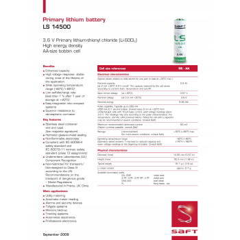 Bateria SAFT LS14500 STD