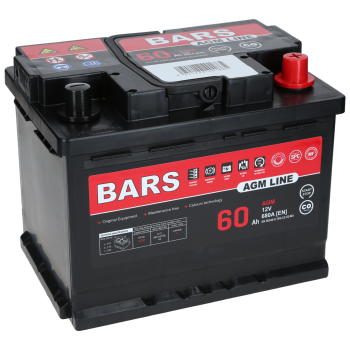 Akumulator Bars AGM LINE 12V 60Ah 680A L2 P+ BM60M