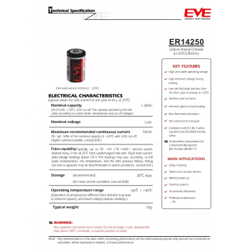 Bateria Litowa EVE ER14250 3,6V CNA