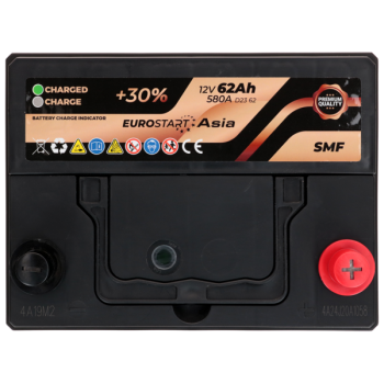 Akumulator Eurostart 12V 62Ah 580A P+ ECA62P