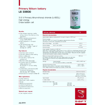 Bateria SAFT LS33600 STD