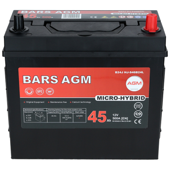 Akumulator Bars HYBRID AGM LINE 12V 45Ah 500A P+ BM45P