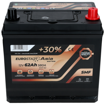 Akumulator Eurostart 12V 62Ah 580A P+ ECA62P