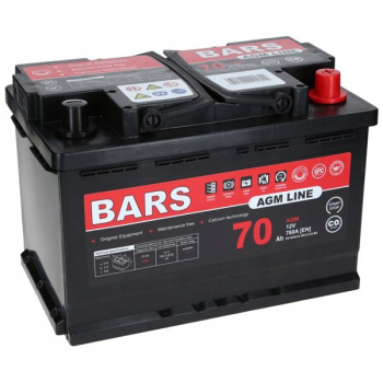 Akumulator Bars AGM 12V 70Ah 760A P+