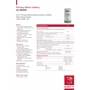 Bateria litowa SAFT LS26500 STD