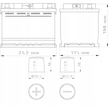 Akumulator Eurostart 12V 55Ah 520A P+